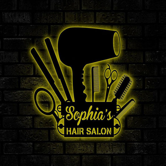 Custom Hair Salon Metal Sign, Led Hanging Metal Bar Sign, Salon Decor, Anniversary Gift, Home Decor Sign, Outdoor Sign, Wall Hanging Art