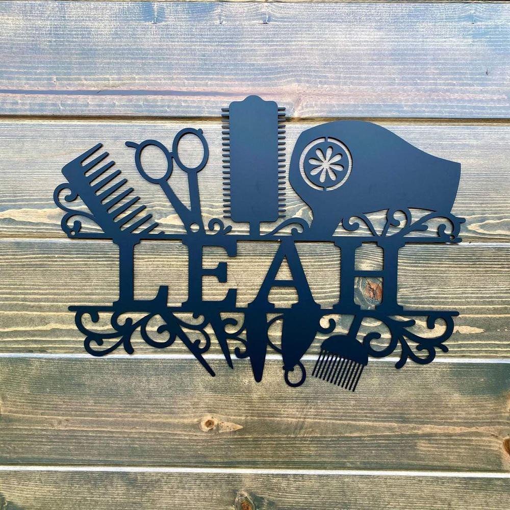Custom Hair Salon Name Sign, Cut Metal Sign, Metal House Sign, Anniversary Gift, Home Decor Sign, Outdoor Sign, Wall Hanging Art