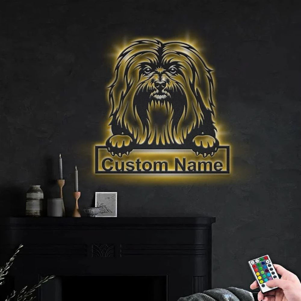 Custom Havanese Dog Metal Sign, Led Lights Havanese Sign, Dog Lover Gift, Dog Wall Sign, Home Decor Sign