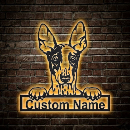 Custom Ibizan Hound Dog Metal Sign, Led Lights Ibizan Hound Dog Metal Sign, Dog Lover Gift, Dog Wall Sign, Home Decor Sign