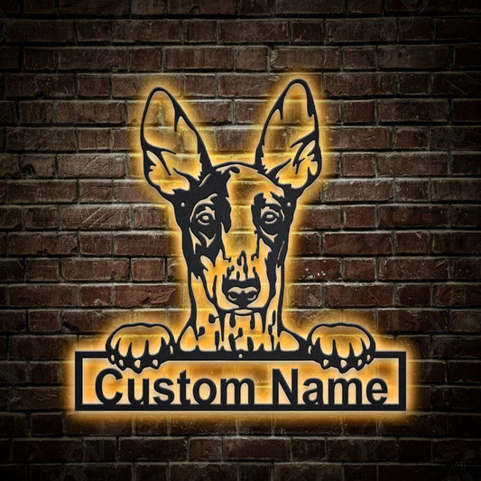 Custom Ibizan Hound Dog Metal Sign, Led Lights Ibizan Hound Dog Metal Sign, Dog Lover Gift, Dog Wall Sign, Home Decor Sign