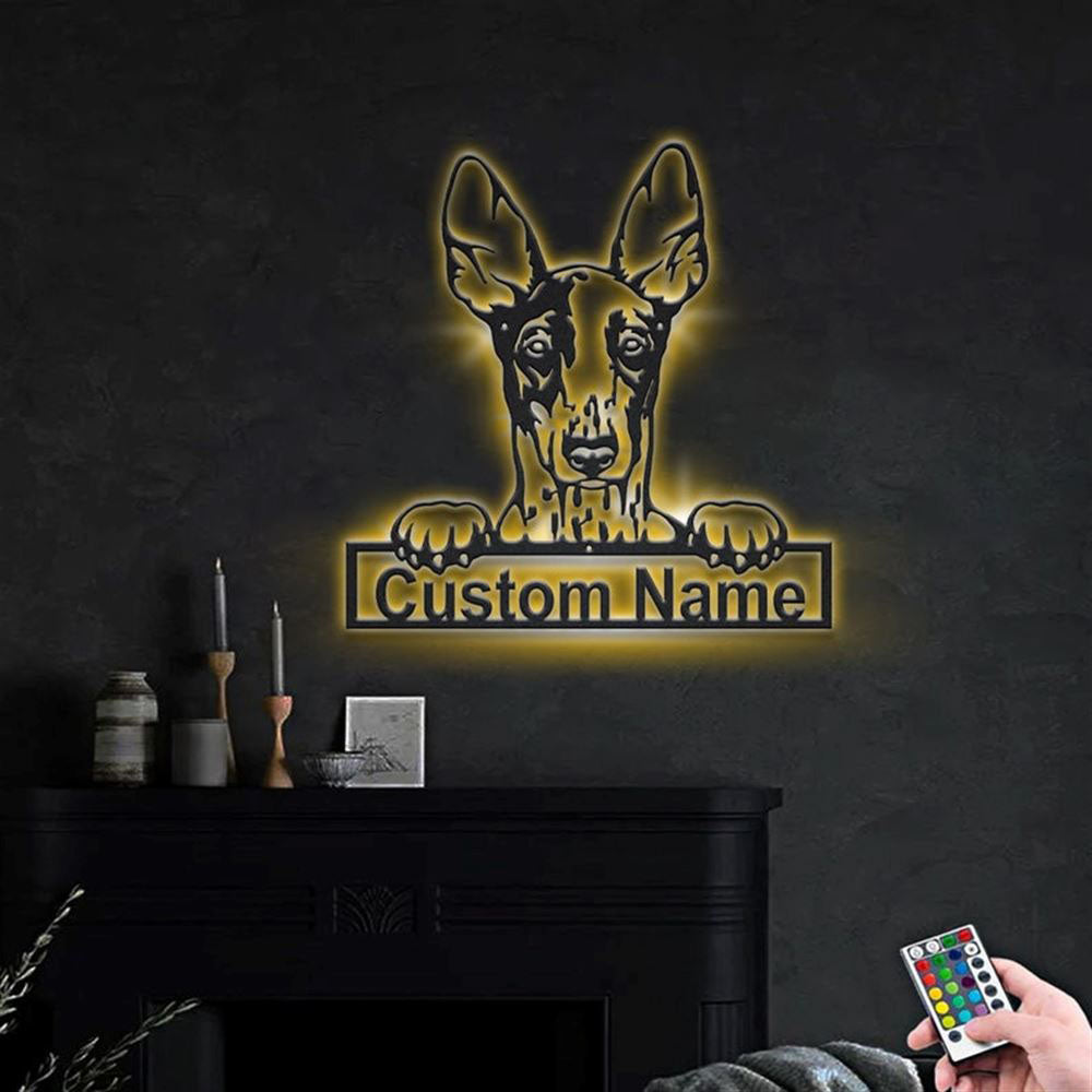 Custom Ibizan Hound Dog Metal Sign, Led Lights Ibizan Hound Dog Metal Sign, Dog Lover Gift, Dog Wall Sign, Home Decor Sign