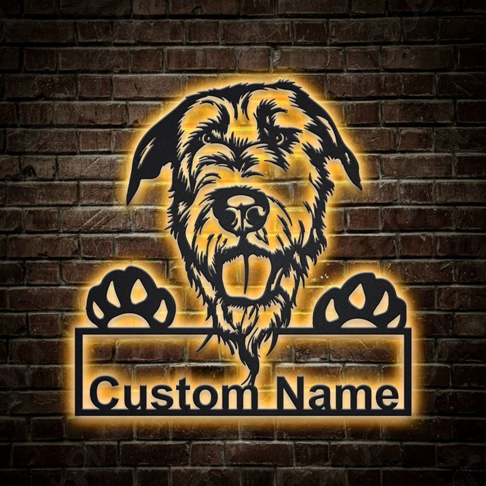 Custom Irish Wolfhound Dog Metal Sign, Led Lights Irish Wolfhound Sign, Dog Lover Gift, Dog Wall Sign, Home Decor Sign
