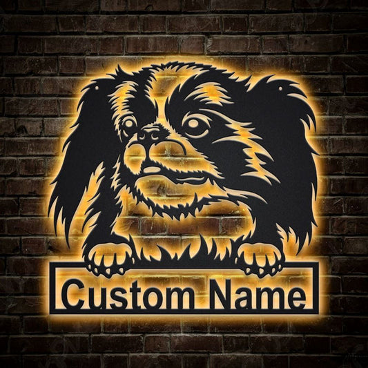 Custom Japanese Chin Dog Metal Sign, Led Lights , Dog Lover Gift, Dog Wall Sign, Home Decor Sign