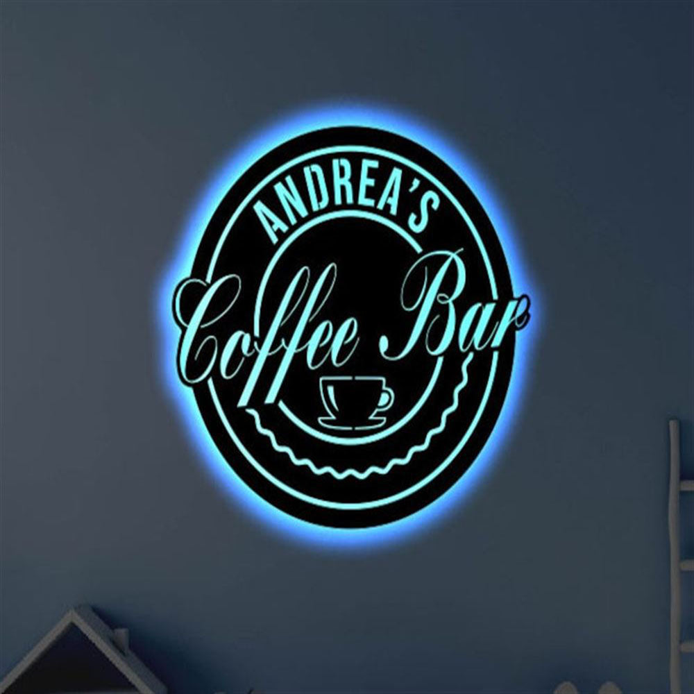 Custom LED Coffee Bar Metal Art Sign, Light Up Coffee Metal Sign, Anniversary Gift, Home Decor Sign, Outdoor Sign, Wall Hanging Art