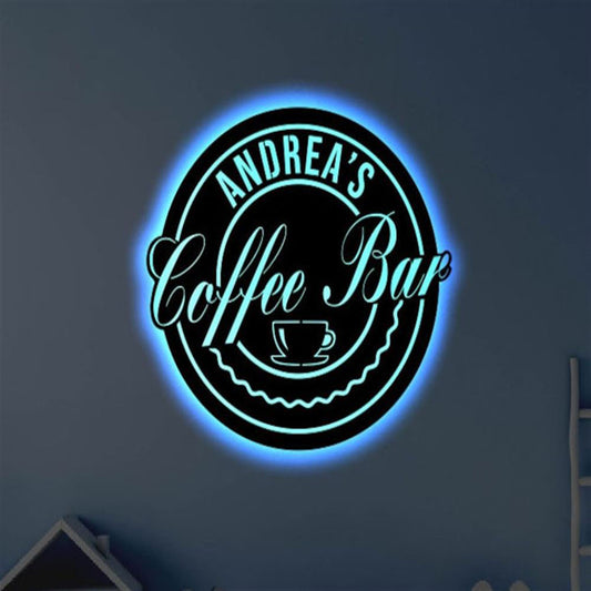 Custom LED Coffee Bar Metal Art Sign, Light Up Coffee Metal Sign, Anniversary Gift, Home Decor Sign, Outdoor Sign, Wall Hanging Art