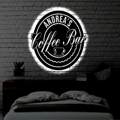 Custom LED Coffee Bar Metal Art Sign, Light Up Coffee Metal Sign, Anniversary Gift, Home Decor Sign, Outdoor Sign, Wall Hanging Art