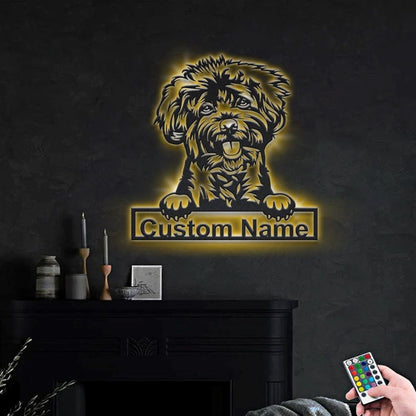 Custom Labradoodle Dog Metal Sign, Led Lights Labradoodle Dog Sign, Dog Lover Gift, Dog Wall Sign, Home Decor Sign