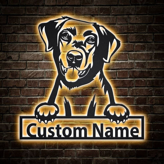 Custom Labrador Retriever Dog Metal Sign, Led Lights Labrador Retriever Metal Sign, Dog Lover Gift, Dog Wall Sign, Home Decor Sign