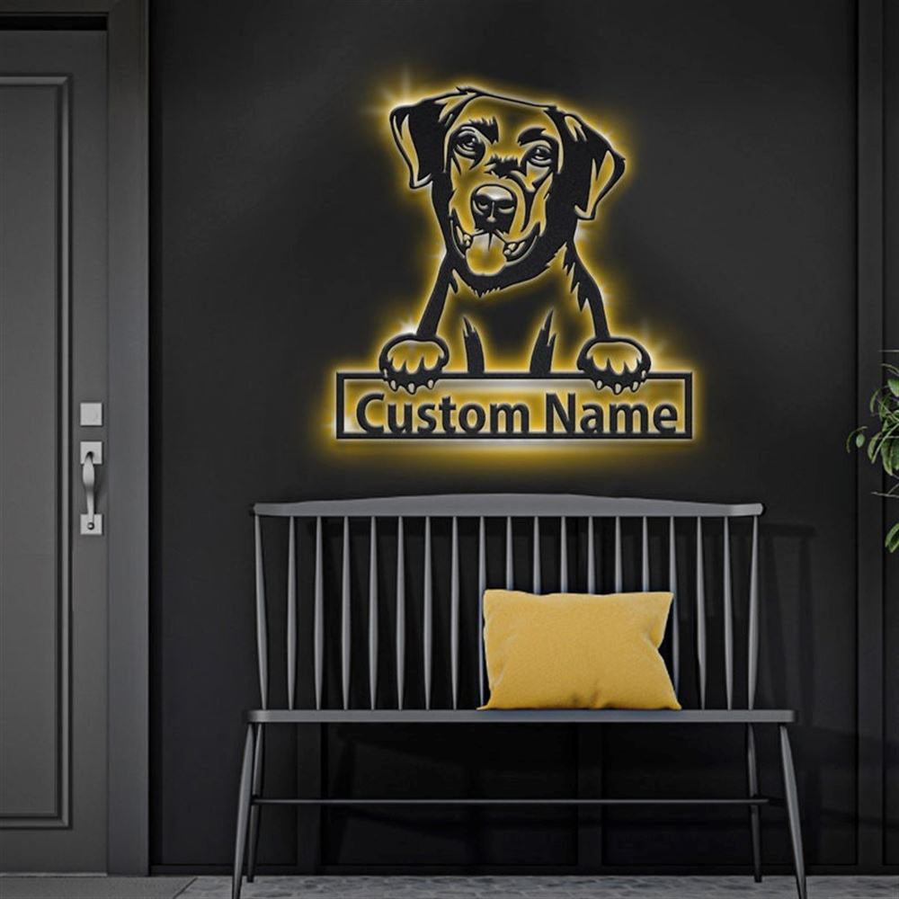 Custom Labrador Retriever Dog Metal Sign, Led Lights Labrador Retriever Metal Sign, Dog Lover Gift, Dog Wall Sign, Home Decor Sign