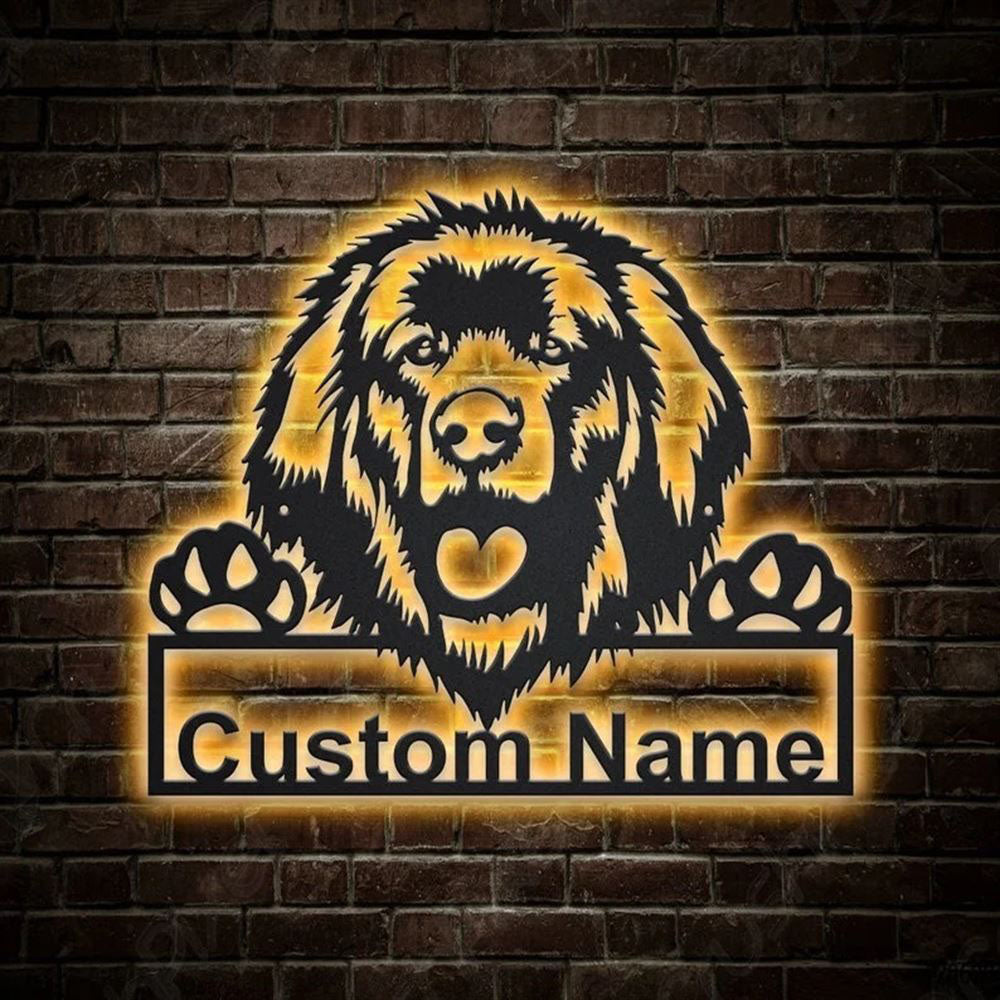 Custom Leonberger Dog Metal Sign, Led Lights Leonberger Dog Sign, Dog Lover Gift, Dog Wall Sign, Home Decor Sign