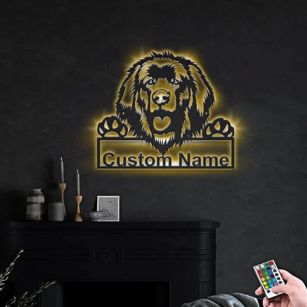 Custom Leonberger Dog Metal Sign, Led Lights Leonberger Dog Sign, Dog Lover Gift, Dog Wall Sign, Home Decor Sign