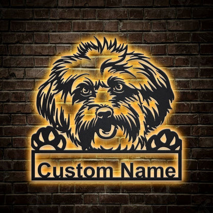 Custom Lhasa Apso Dog Metal Sign, Led Lights Lhasa Apso Sign, Dog Lover Gift, Dog Wall Sign, Home Decor Sign