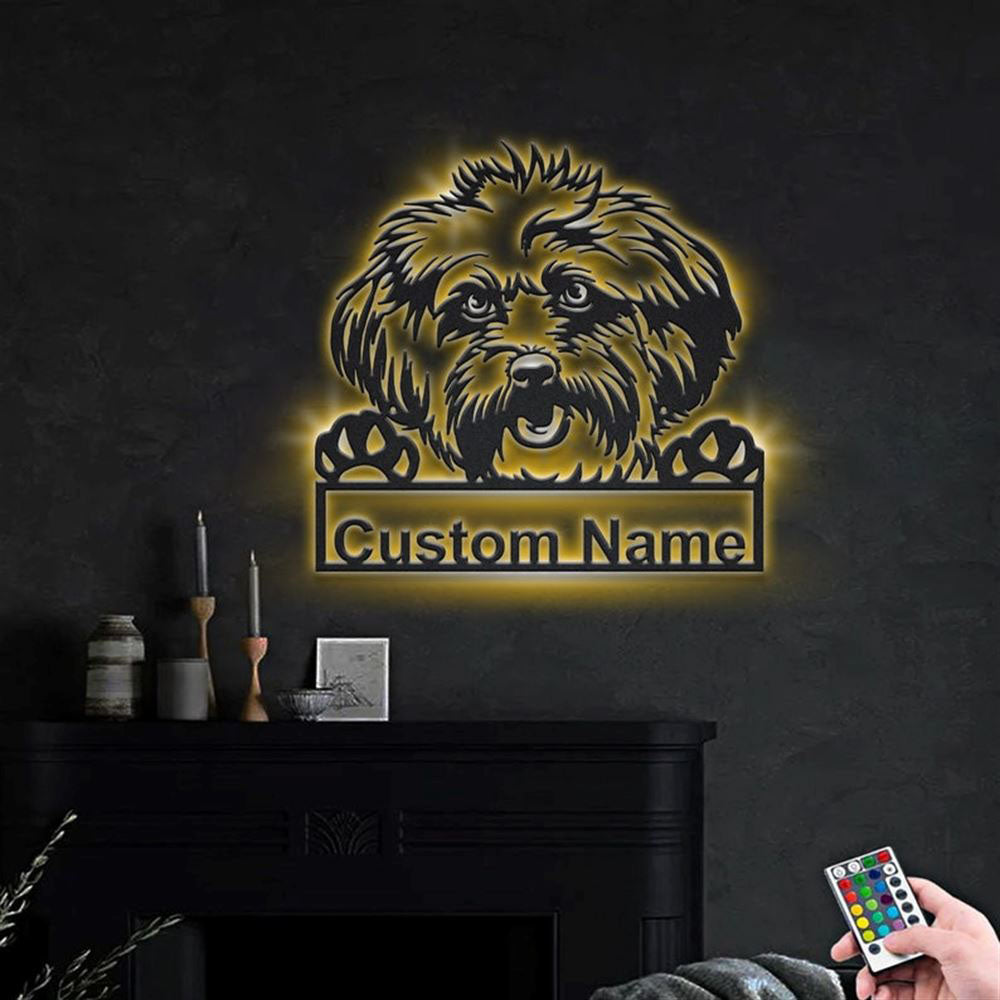 Custom Lhasa Apso Dog Metal Sign, Led Lights Lhasa Apso Sign, Dog Lover Gift, Dog Wall Sign, Home Decor Sign