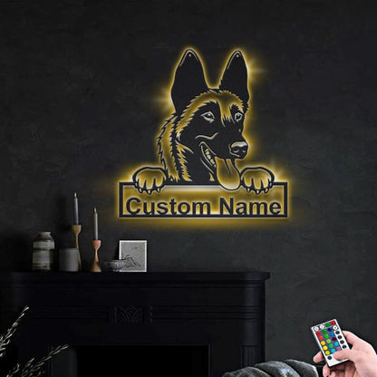 Custom Malinois Dog Metal Sign, Led Lights Malinois Metal Sign, Dog Lover Gift, Dog Wall Sign, Home Decor Sign