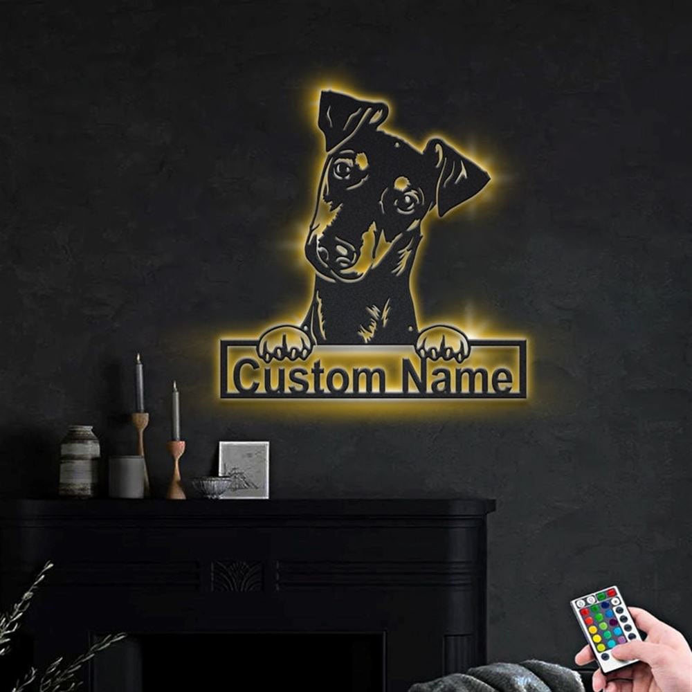 Custom Manchester Terrier Dog Metal Sign, Led Lights Manchester Terrier Sign, Dog Lover Gift, Dog Wall Sign, Home Decor Sign