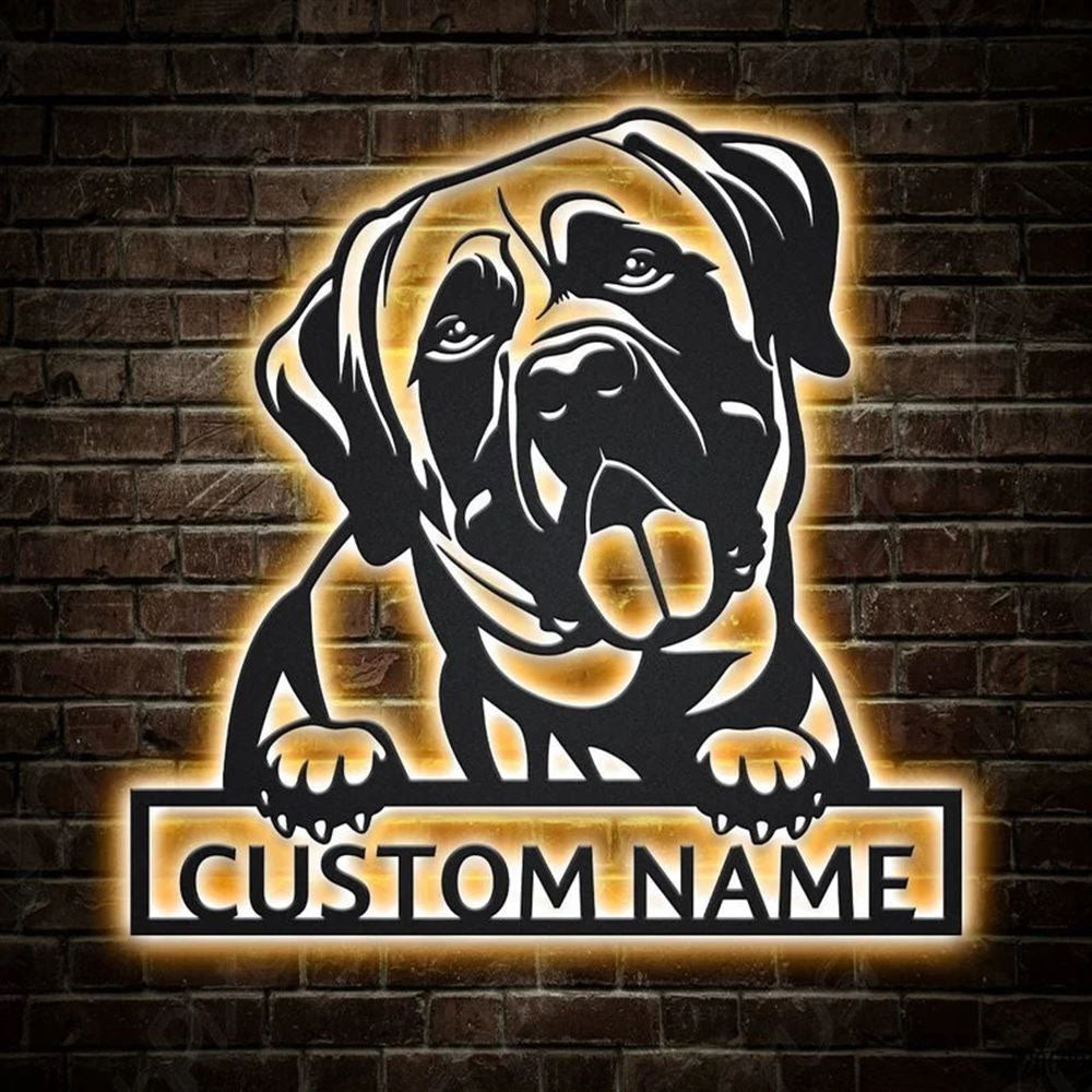 Custom Mastiff Dog Metal Sign, Led Lights Mastiff Dog Sign, Dog Lover Gift, Dog Wall Sign, Home Decor Sign