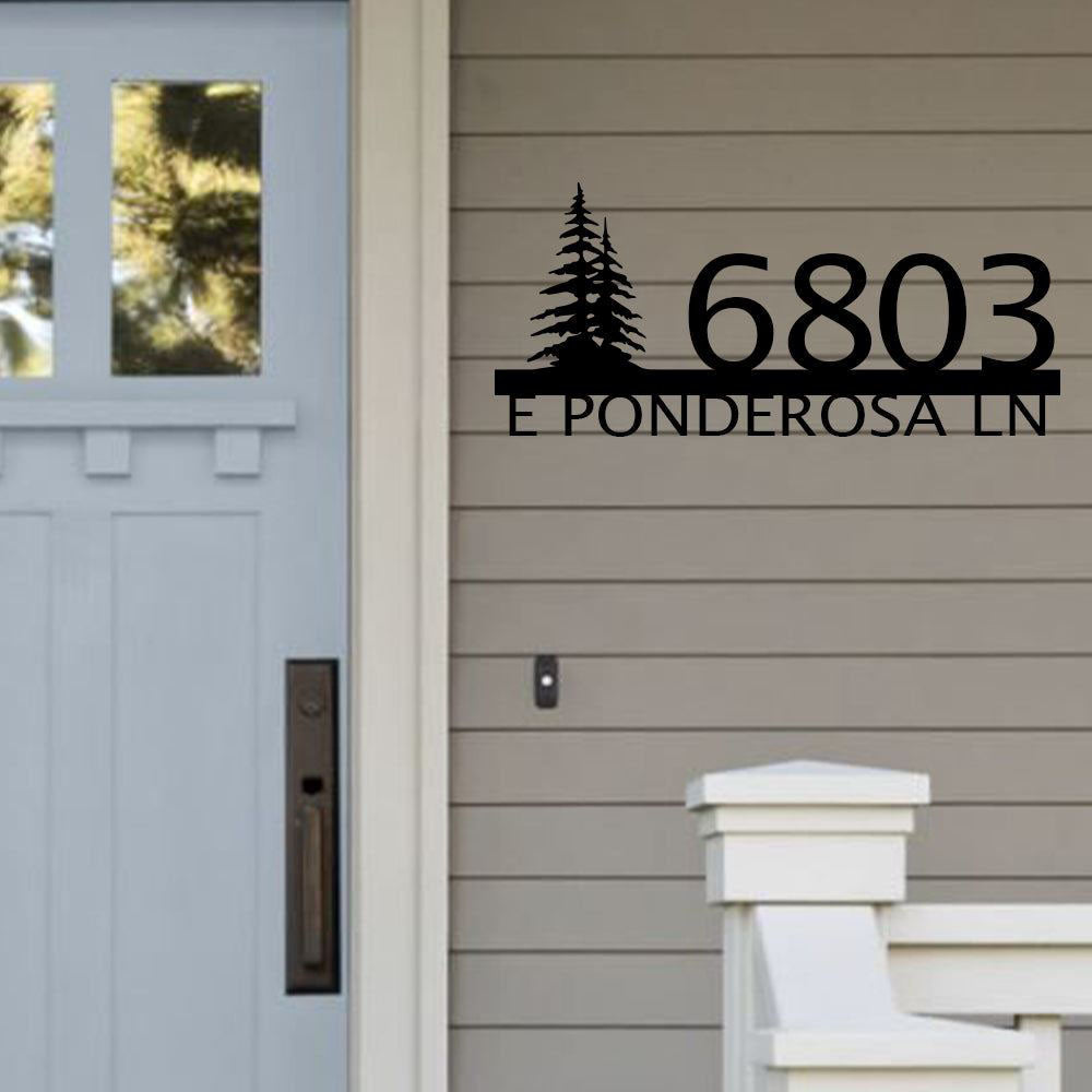 Custom Metal Address Sign, House Address Sign With Tree For Rock Or Wall