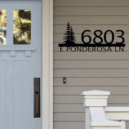 Custom Metal Address Sign, House Address Sign With Tree For Rock Or Wall