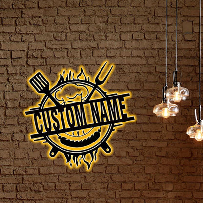 Custom Metal BBQ Sign, Led BBQ Sign, Grilling Sign, Anniversary Gift, Home Decor Sign, Outdoor Sign, Wall Hanging Art