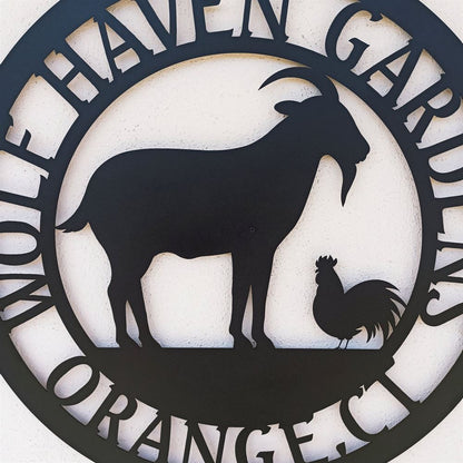 Custom Metal Farm Sign, Chicken And Goat Farm Metal Signs, Gift Ideas For Farm Woman, Large Metal Outdoor Signs, Outdoor Metal Sign Frames