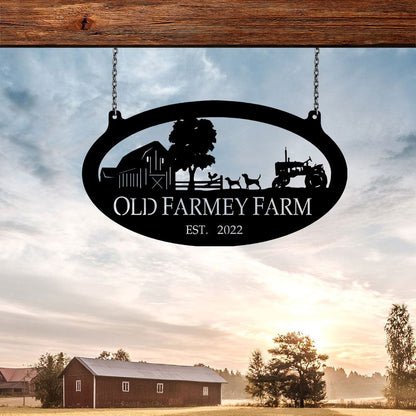 Custom Metal Farm Sign, Chicken Dogs Tractor Sign With Your Name Metal Wall Art, Gift Ideas For Farm Woman, Outdoor Metal Sign Frames