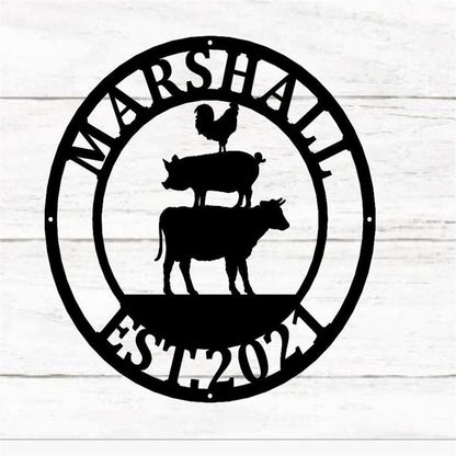 Custom Metal Farm Sign, Chicken Pig Cow Metal Farm Sig, Gift Ideas For Farm Woman, Large Metal Outdoor Signs, Outdoor Metal Sign Frames