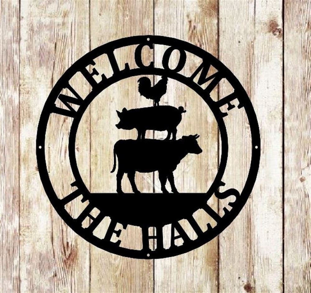 Custom Metal Farm Sign, Chicken Pig Cow Metal Farm Sig, Gift Ideas For Farm Woman, Large Metal Outdoor Signs, Outdoor Metal Sign Frames