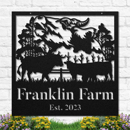 Custom Metal Farm Sign, Cow Buffalo Cattle Metal Farm Sign, Gift Ideas For Farm Woman, Large Metal Outdoor Signs, Outdoor Metal Sign Frames