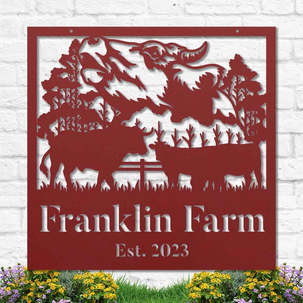 Custom Metal Farm Sign, Cow Buffalo Cattle Metal Farm Sign, Gift Ideas For Farm Woman, Large Metal Outdoor Signs, Outdoor Metal Sign Frames