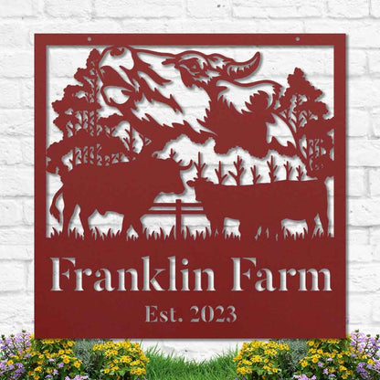 Custom Metal Farm Sign, Cow Buffalo Cattle Metal Farm Sign, Gift Ideas For Farm Woman, Large Metal Outdoor Signs, Outdoor Metal Sign Frames
