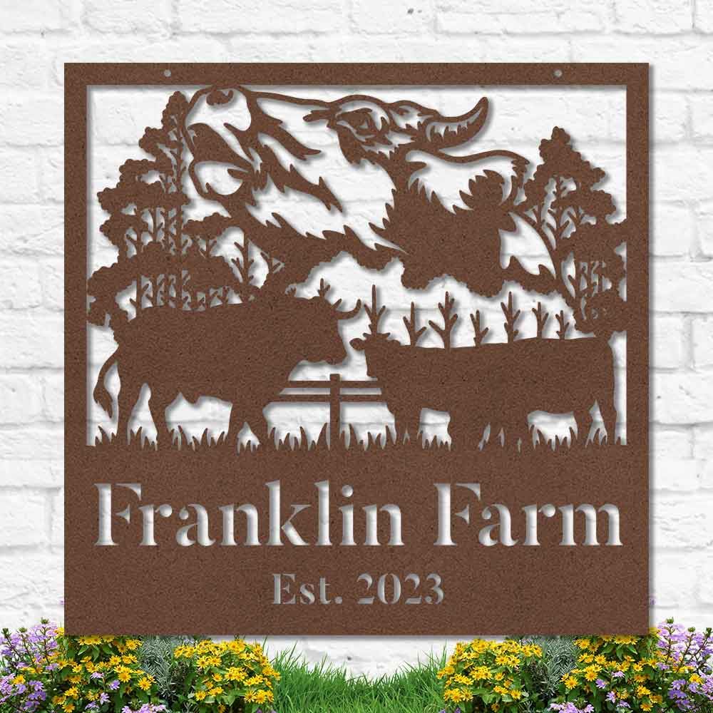 Custom Metal Farm Sign, Cow Buffalo Cattle Metal Farm Sign, Gift Ideas For Farm Woman, Large Metal Outdoor Signs, Outdoor Metal Sign Frames