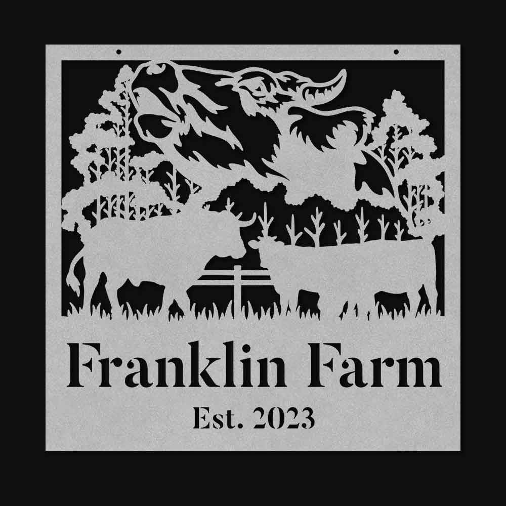 Custom Metal Farm Sign, Cow Buffalo Cattle Metal Farm Sign, Gift Ideas For Farm Woman, Large Metal Outdoor Signs, Outdoor Metal Sign Frames