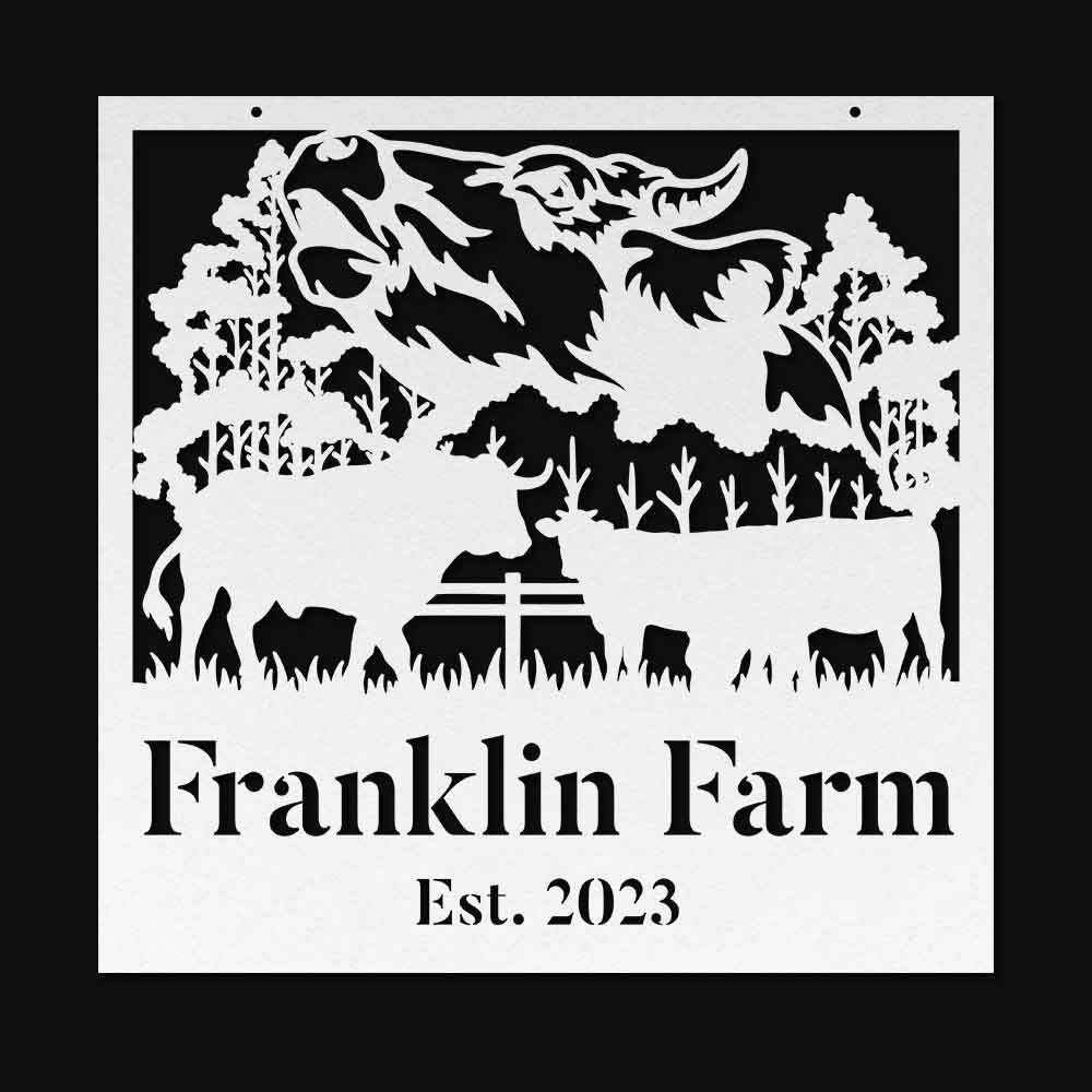 Custom Metal Farm Sign, Cow Buffalo Cattle Metal Farm Sign, Gift Ideas For Farm Woman, Large Metal Outdoor Signs, Outdoor Metal Sign Frames