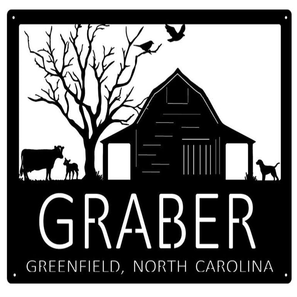 Custom Metal Farm Sign, Cow Calf Birds Flying Metal Sign, Gift Ideas For Farm Woman, Large Metal Outdoor Signs, Outdoor Metal Sign Frames