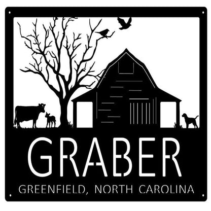 Custom Metal Farm Sign, Cow Calf Birds Flying Metal Sign, Gift Ideas For Farm Woman, Large Metal Outdoor Signs, Outdoor Metal Sign Frames