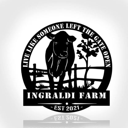 Custom Metal Farm Sign, Cow Cattle Outdoor Farmhouse Entry Road Front Gate Wall Decor Gift, Gift Ideas For Farm Woman, Outdoor Metal Sign Frames