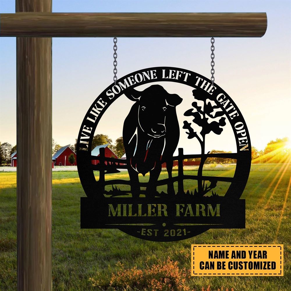 Custom Metal Farm Sign, Cow Cattle Outdoor Farmhouse Entry Road Front Gate Wall Decor Gift, Gift Ideas For Farm Woman, Outdoor Metal Sign Frames