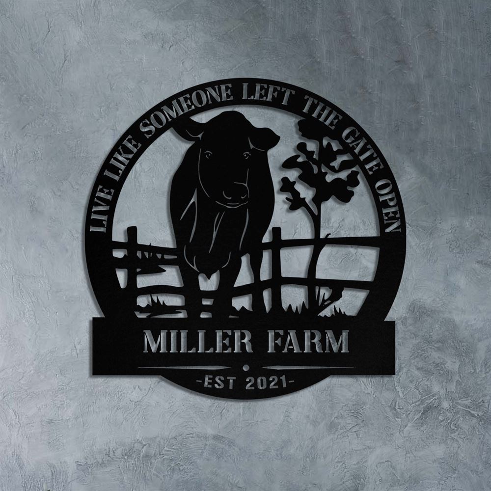 Custom Metal Farm Sign, Cow Cattle Outdoor Farmhouse Entry Road Front Gate Wall Decor Gift, Gift Ideas For Farm Woman, Outdoor Metal Sign Frames