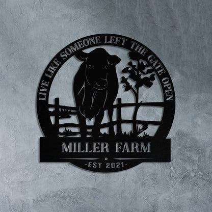 Custom Metal Farm Sign, Cow Cattle Outdoor Farmhouse Entry Road Front Gate Wall Decor Gift, Gift Ideas For Farm Woman, Outdoor Metal Sign Frames