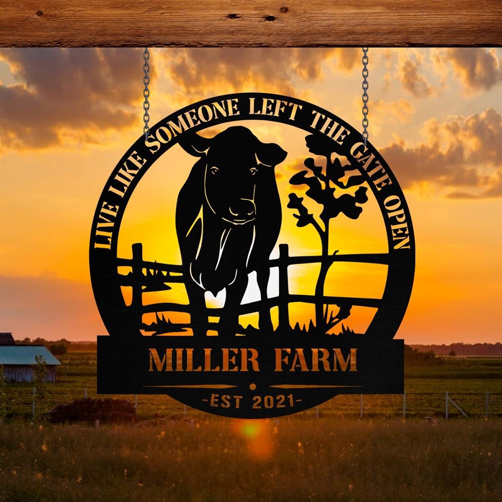 Custom Metal Farm Sign, Cow Cattle Outdoor Farmhouse Entry Road Front Gate Wall Decor Gift, Gift Ideas For Farm Woman, Outdoor Metal Sign Frames