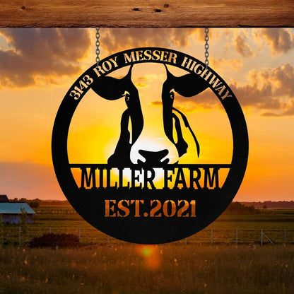 Custom Metal Farm Sign, Cow Cattle Outdoor Farmhouse Front Gate Entry Road Wall Decor Art, Gift Ideas For Farm Woman, Outdoor Metal Sign Frames
