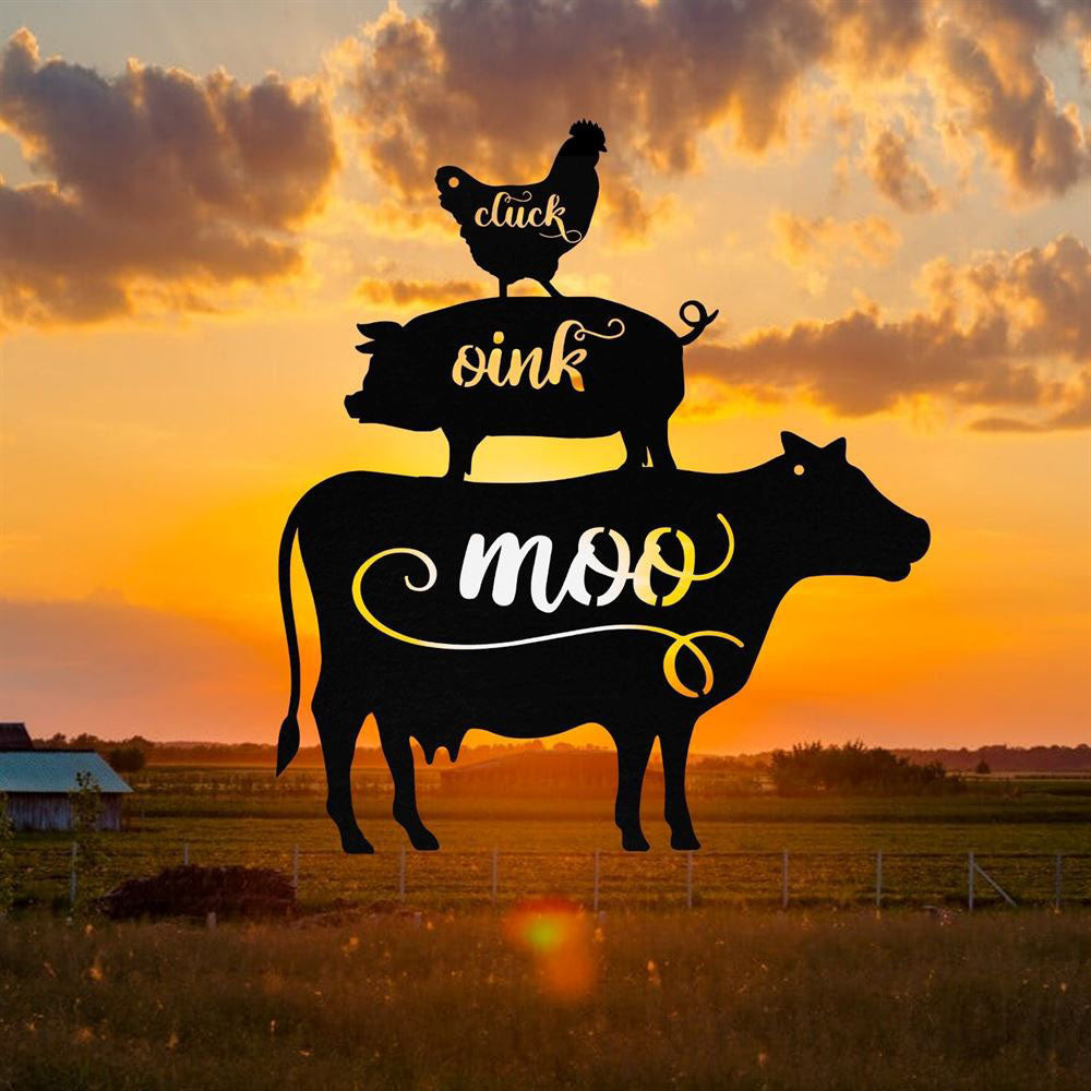 Custom Metal Farm Sign, Cow Cattle Pig Rooster Chicken Metal Farm Sign, Gift Ideas For Farm Woman, Outdoor Metal Sign Frames