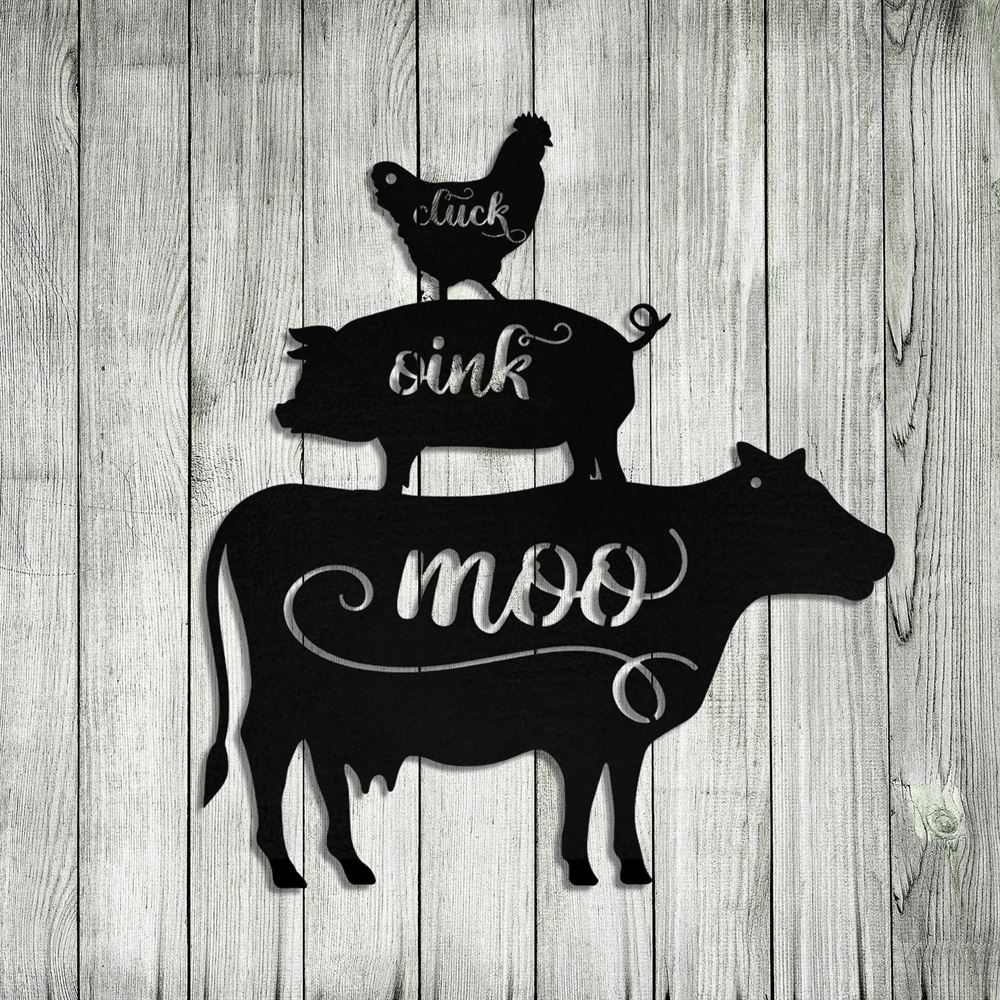 Custom Metal Farm Sign, Cow Cattle Pig Rooster Chicken Metal Farm Sign, Gift Ideas For Farm Woman, Outdoor Metal Sign Frames