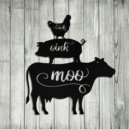 Custom Metal Farm Sign, Cow Cattle Pig Rooster Chicken Metal Farm Sign, Gift Ideas For Farm Woman, Outdoor Metal Sign Frames
