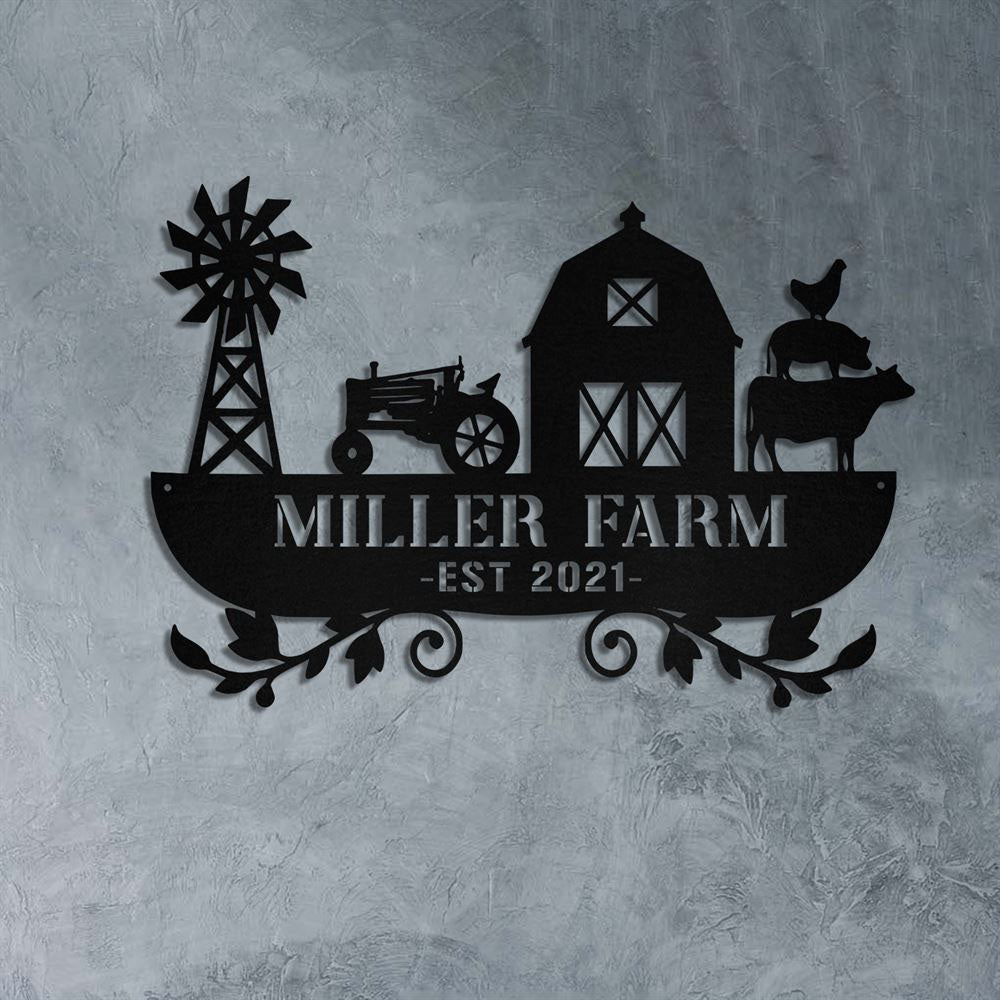 Custom Metal Farm Sign, Cow Cattle Pig Rooster Chicken Outdoor Farmhouse, Gift Ideas For Farm Woman, Outdoor Metal Sign Frames