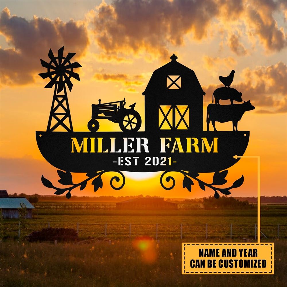 Custom Metal Farm Sign, Cow Cattle Pig Rooster Chicken Outdoor Farmhouse, Gift Ideas For Farm Woman, Outdoor Metal Sign Frames