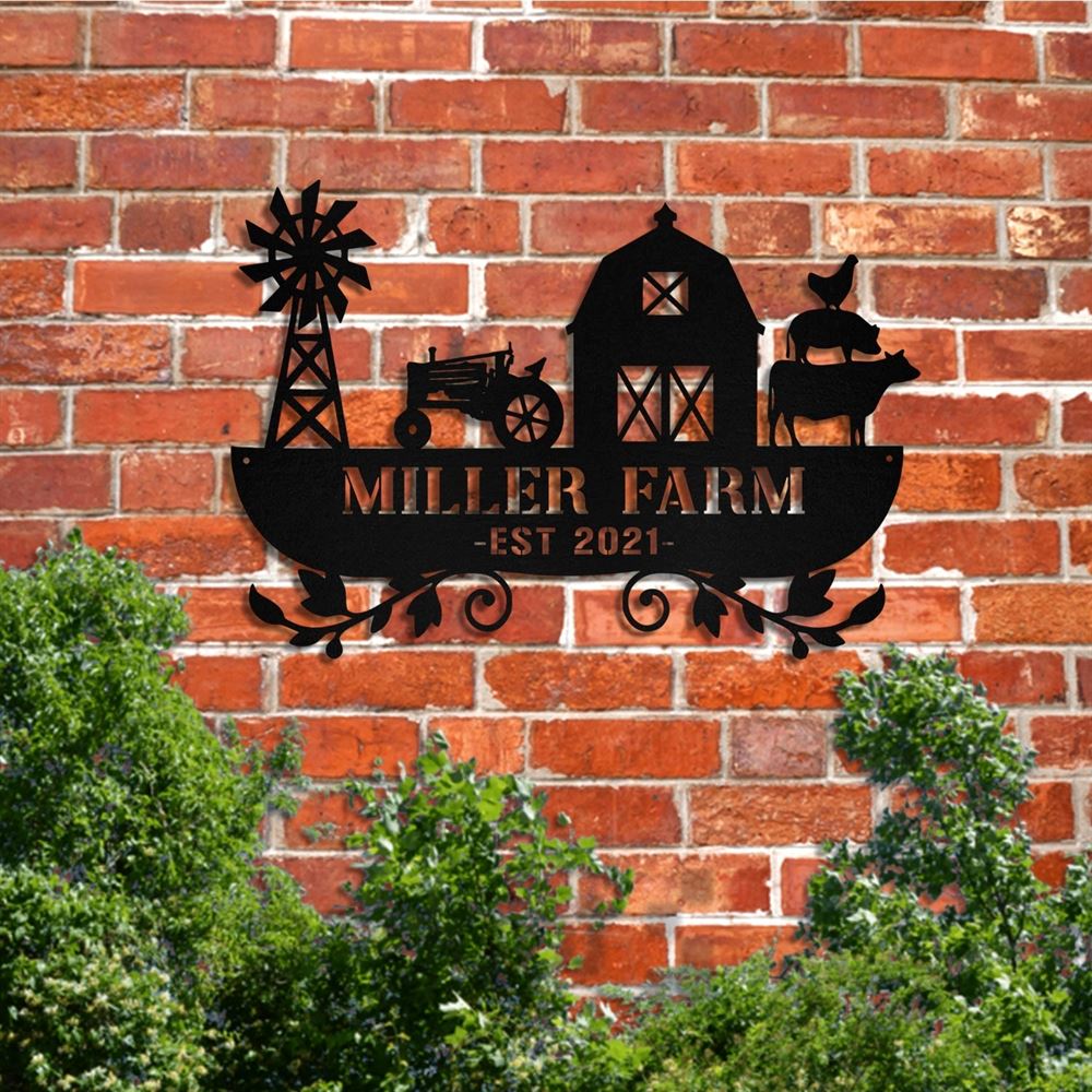 Custom Metal Farm Sign, Cow Cattle Pig Rooster Chicken Outdoor Farmhouse, Gift Ideas For Farm Woman, Outdoor Metal Sign Frames