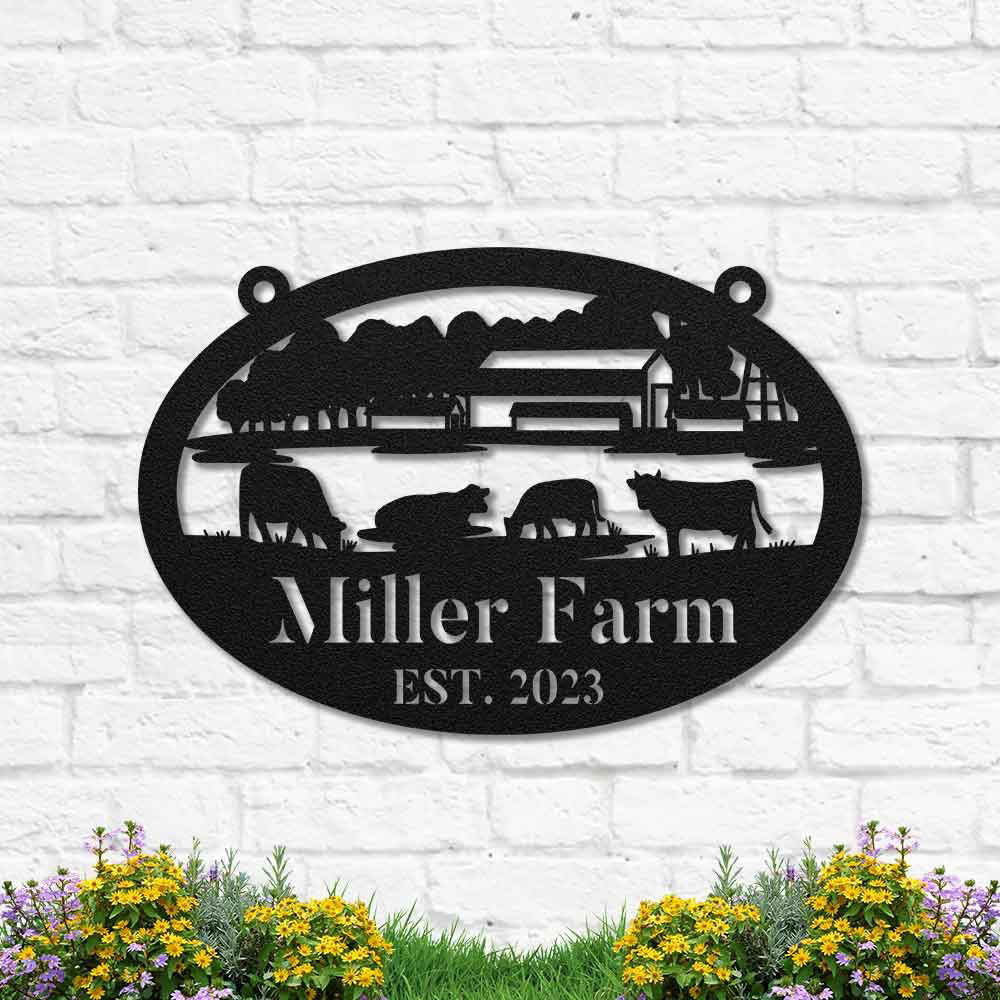 Custom Metal Farm Sign, Cow Farm Ranch Metal Sign, Gift Ideas For Farm Woman, Large Metal Outdoor Signs, Outdoor Metal Sign Frames