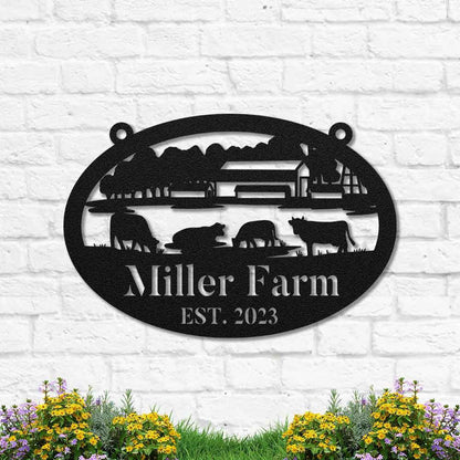Custom Metal Farm Sign, Cow Farm Ranch Metal Sign, Gift Ideas For Farm Woman, Large Metal Outdoor Signs, Outdoor Metal Sign Frames